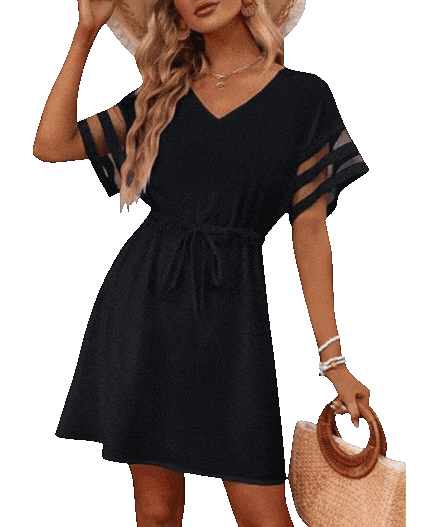 BMJL Womens Swimsuit Coverup Beach Dress V Neck Chiffon Bathing Suit